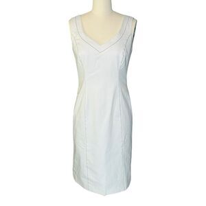 Agnona Cream Contrast Stitch Sleeveless Sheath Dress| Size 6